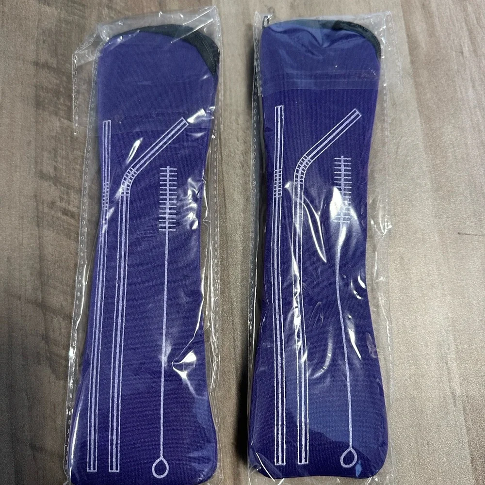 Purple Reusable Straw Set x2 NWT‎